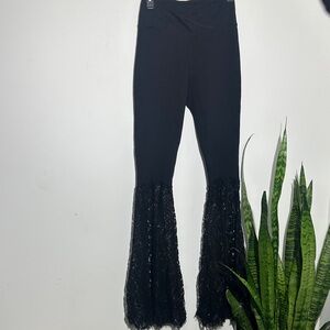 Elegant Black Lace Flare Leggings